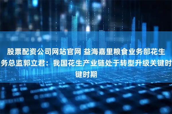 股票配资公司网站官网 益海嘉里粮食业务部花生业务总监郭立君：我国花生产业链处于转型升级关键时期