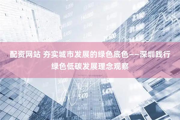 配资网站 夯实城市发展的绿色底色——深圳践行绿色低碳发展理念观察